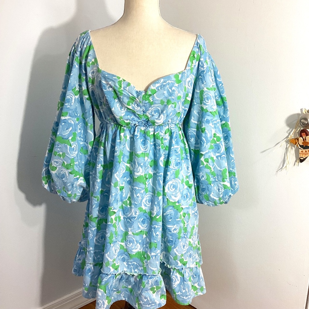 Show Me Your MuMu Blue Floral Dress XXL